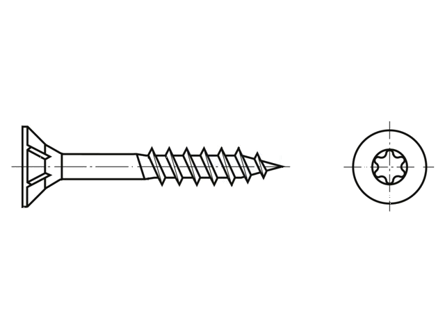 Schroef; voor hout; 6x120; Kop: verzonken; Torx®; TX30; zink Schroef; voor hout; 6x120; Kop: verzonken; Torx®; TX30; zink